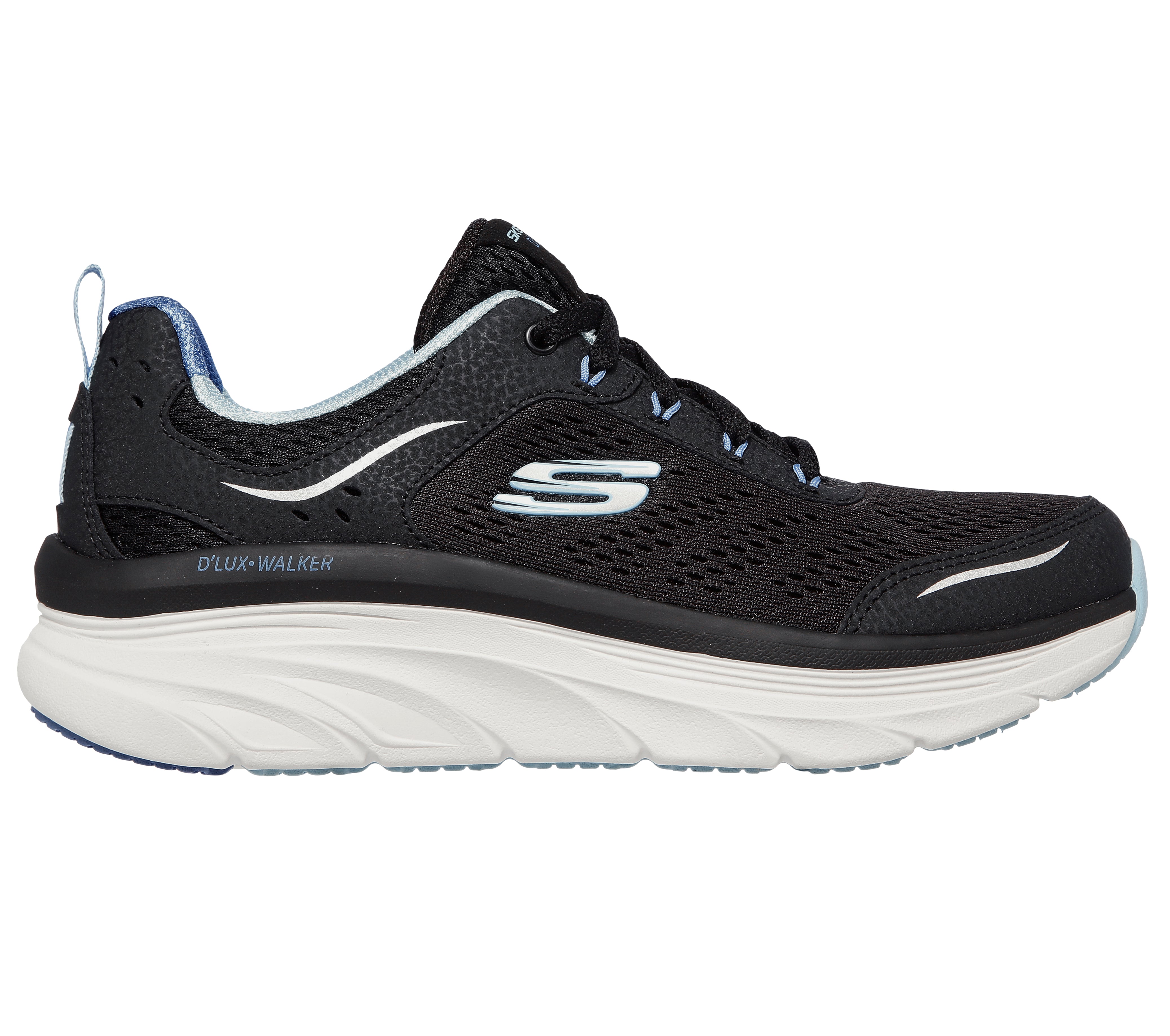 SKECHERS Women's Black/Light Blue D'Lux Walker-Infinite Motion Sneakers SZ deals 8.5